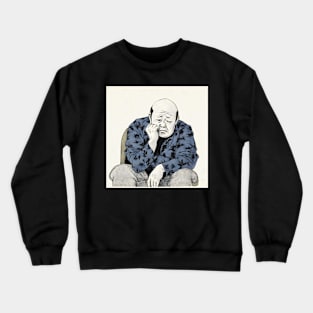 Asian painting. Sad old man thinking Crewneck Sweatshirt